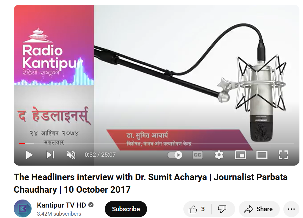 The Headliners interview with Dr. Sumit Acharya | Journalist Parbata Chaudhary | 10 October 2017